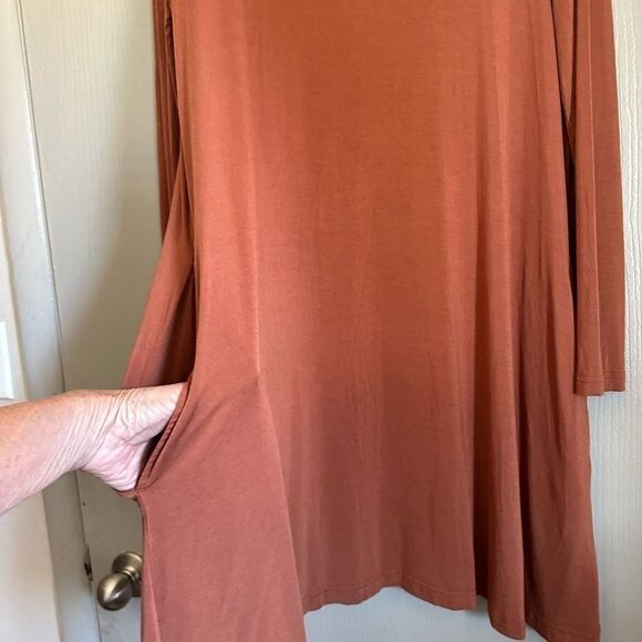 PIKO 1988  copper colored Stretchy Flowy T-shirt Dress sz M - Picture 3 of 4